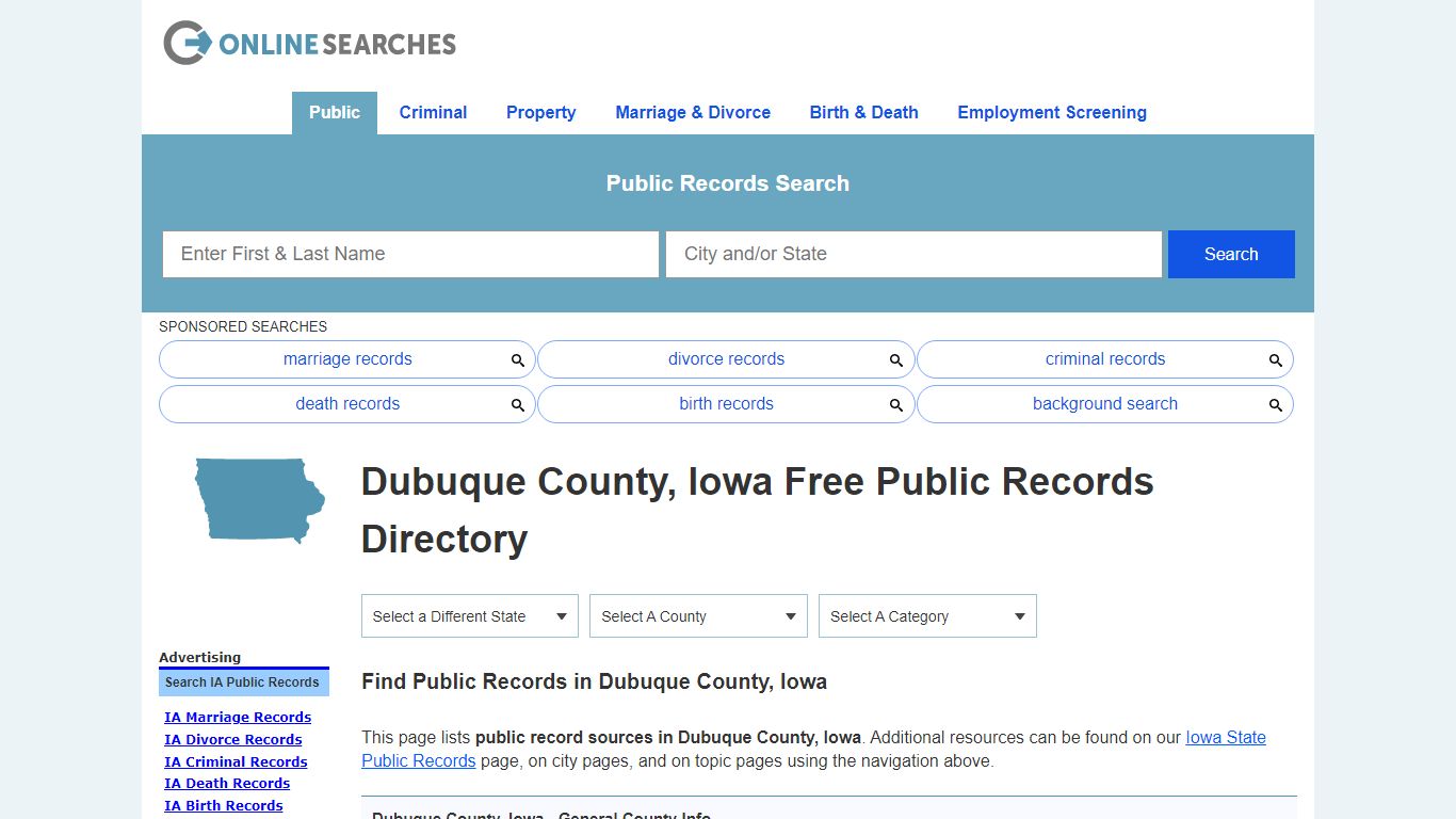 Dubuque County, Iowa Public Records Directory - OnlineSearches.com